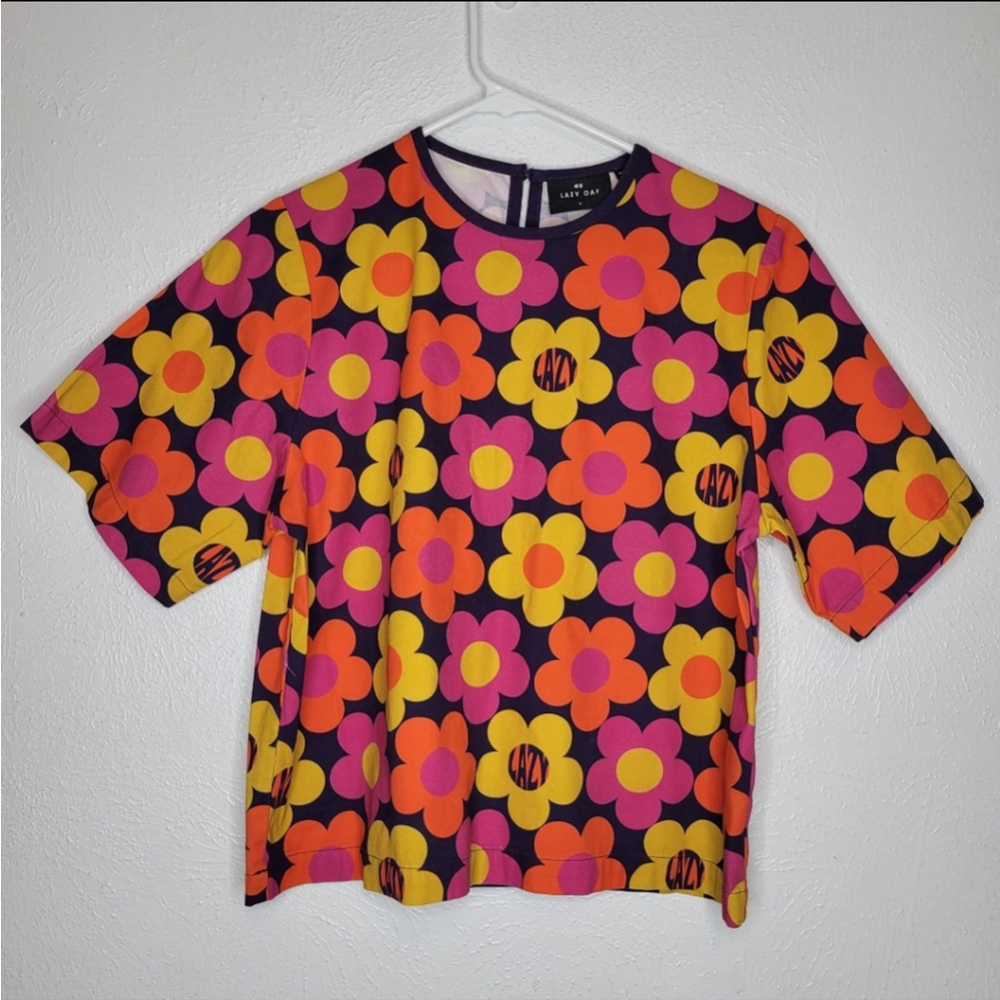 Lazy Oaf 70's Floral Print T-Shirt Women's Size Small - Picture 4 of 15